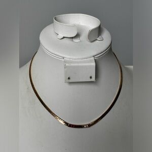 Vintage Citation necklace/ gold tone flat chain with pink color bar